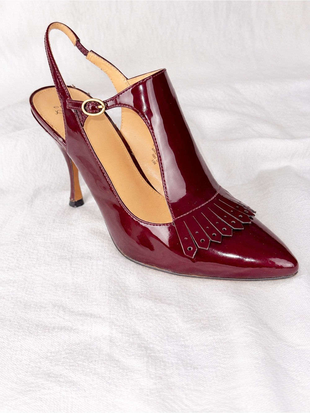 Circa Joan & David Luxe Adelaide Burgundy Patent Leather Slingback Heels 10M